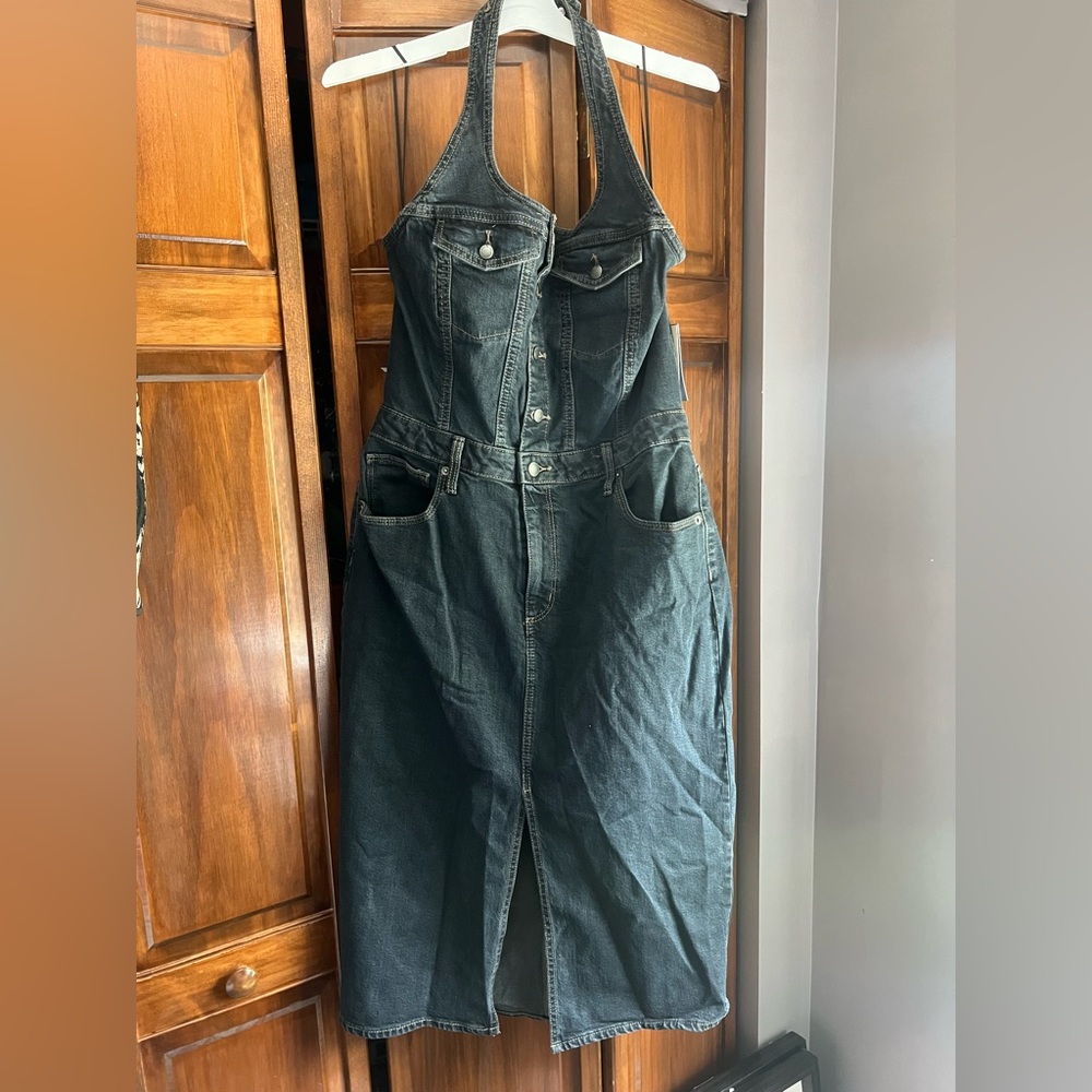Universal Thread Denim Halter Dress - Dark Blue